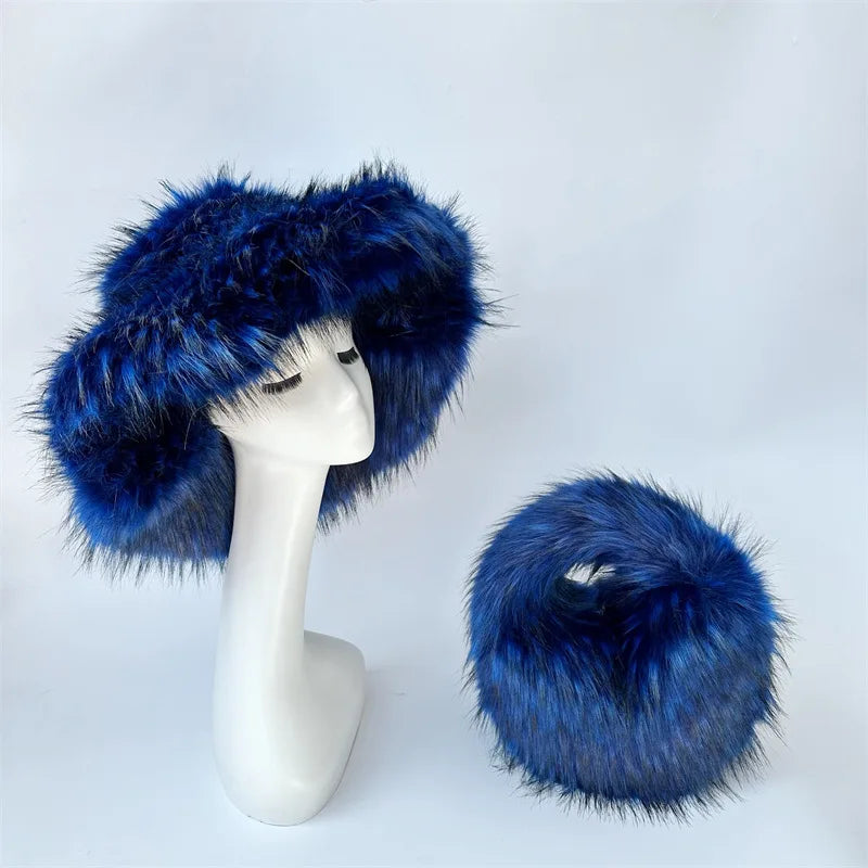Y2k Hot Girls Small Half Moon Bag Set Women Luxury Furry Wrist Handbag Gothic Punk Faux Raccoon Fur Clutch Purses Bags With Hat