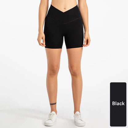 Xsunwing New Gymwear Clothing Fitness Workout Yoga Biker Shorts V Cut Waist Seamless Scrunch Butt Running Shorts Women WLQ2201