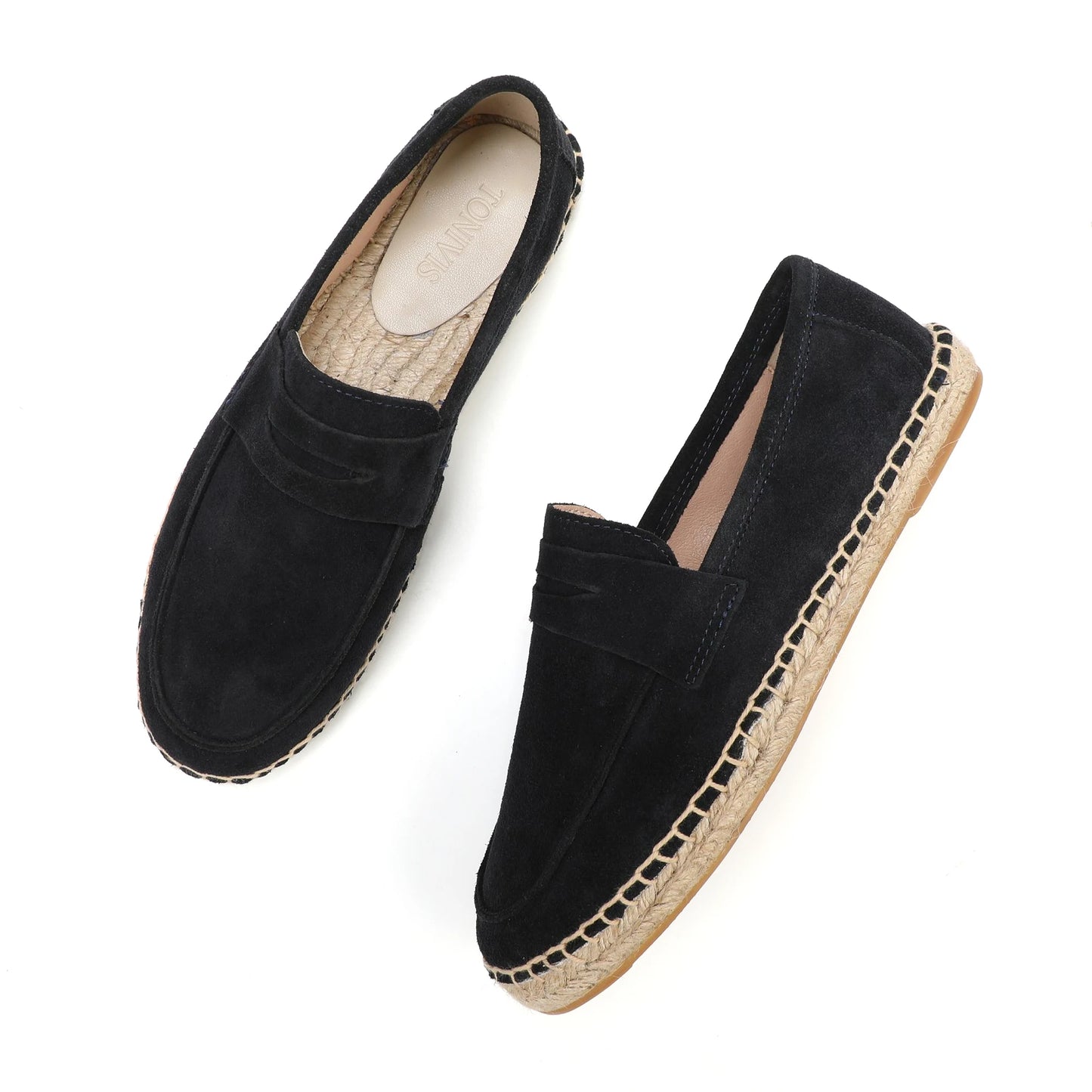 Women's Suede Leather Espadrilles Slip-On Loafers Fashionable Toe Comfortable Flat Shoes Unisex 100% Natural Handmade