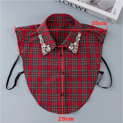 LHY Christmas  Rhinestone Fake Collar for Women Collar De Perlas Removable Blouse Half Shirt Collar Decoration Warm Accessory
