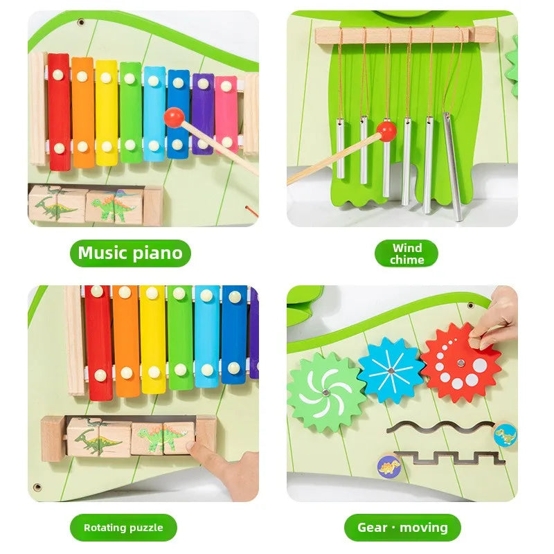 Early Education Wood Set for Kindergarten Dinosaur Puzzle Wall Teaching Aids Science Area Music Enlightenment Educational Toys