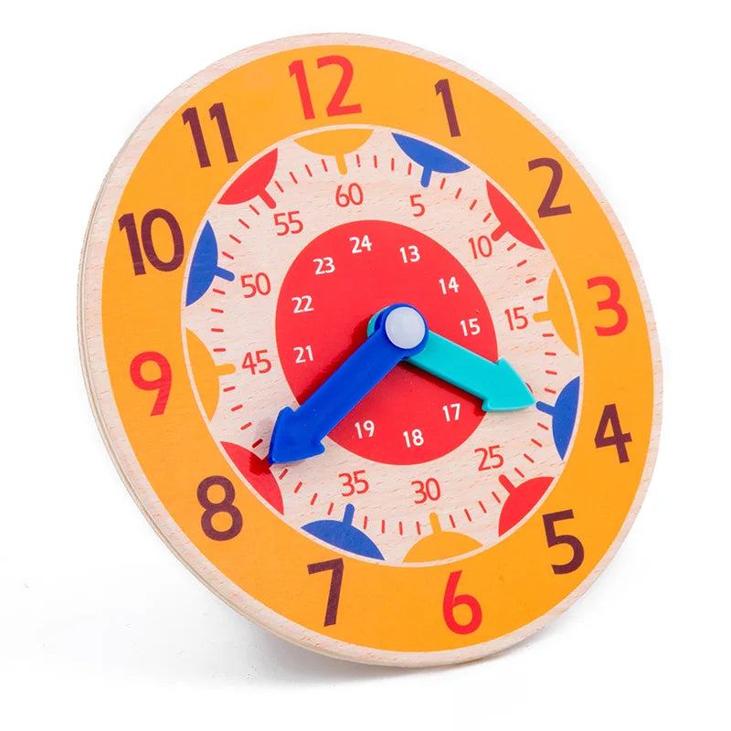 Children Montessori Wooden Clock Toys Hour Minute Second Cognition Colorful Clocks Toys for Kids Early Preschool Teaching Aids