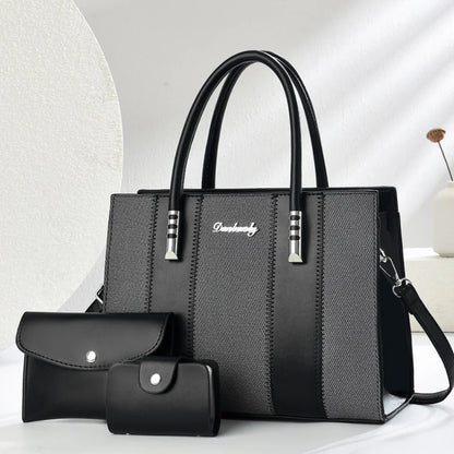 Fashion Splicing Three Piece Set Combination Bag, Single Shoulder Crossbody, Large Capacity Tote Bags for Women Handbags