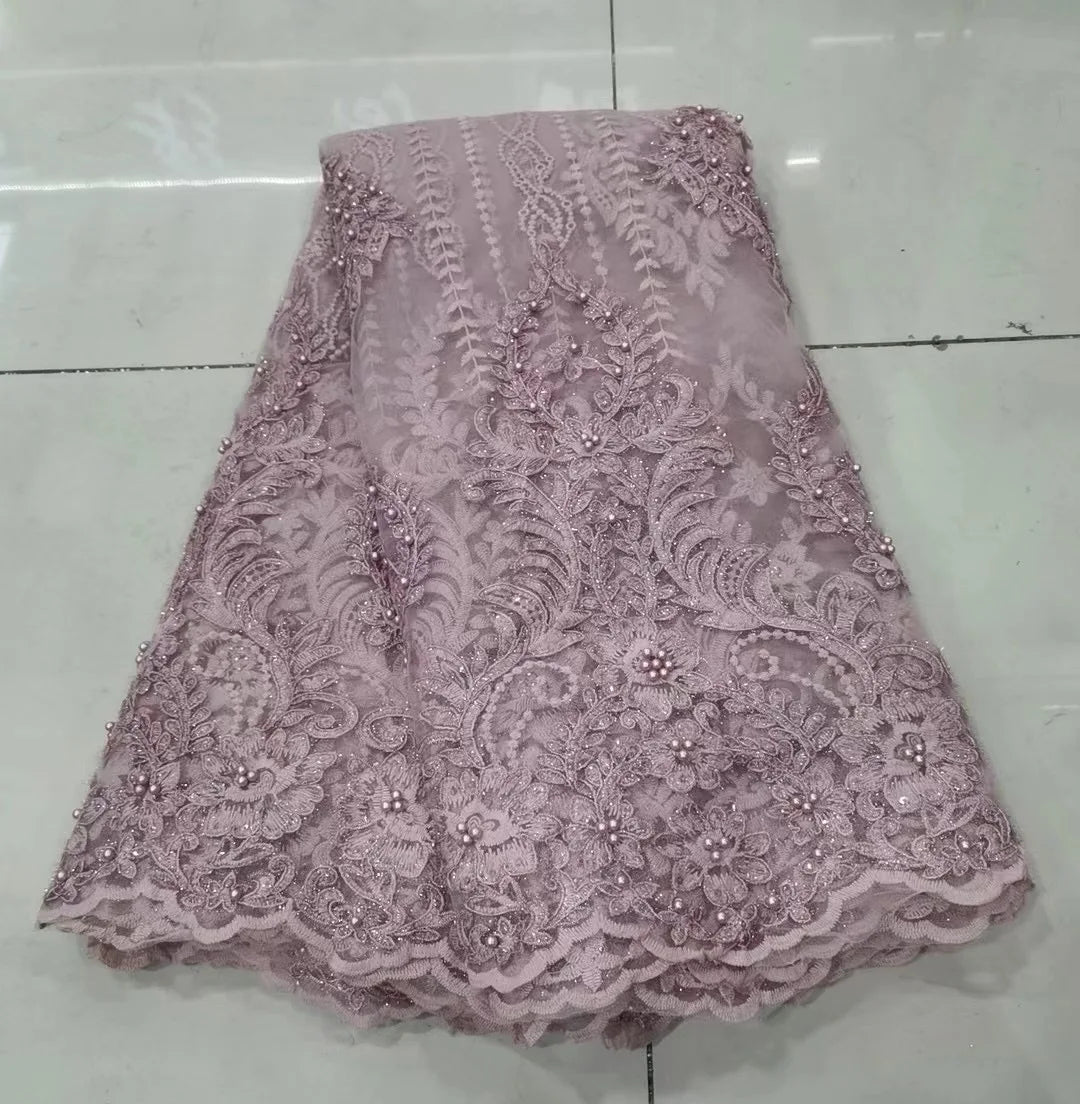 White African Lace Fabric 2025 Embroidered Nigerian Lace Fabric High Quality Cord lace French Tulle Fabric Wedding L-W006A