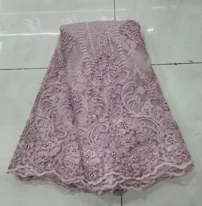 White African Lace Fabric 2025 Embroidered Nigerian Lace Fabric High Quality Cord lace French Tulle Fabric Wedding L-W006A