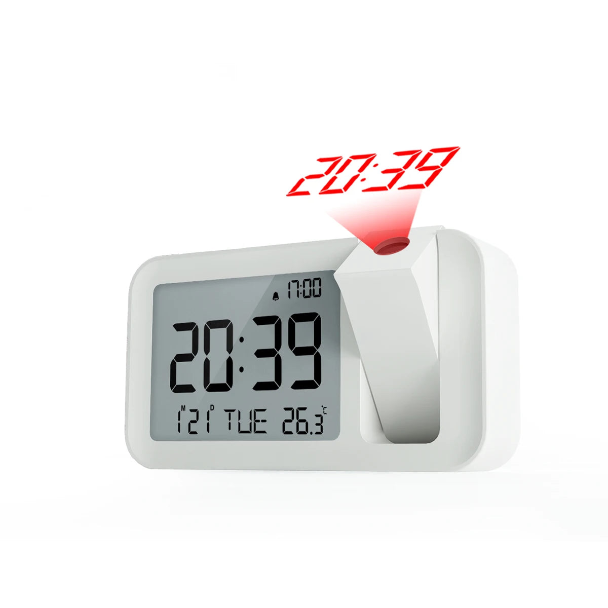 Digital Alarm Clock LCD Display Adjustable Brightness Projector Clock with Temperature Sensor for Kid Elderly