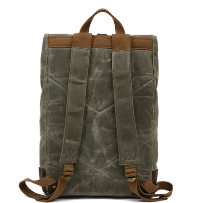 MUCHUAN 2303 Waxed Canvas Leather Backpacks for Men Wholesale Roll Top Hiking Camping Rucksack Knapsack Bags