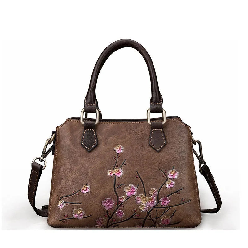 China Factory Wholesale Genuine Leather Handbags for Women Custom Bags Good Quality Embossed Pattern-for Summer Autumn Winter