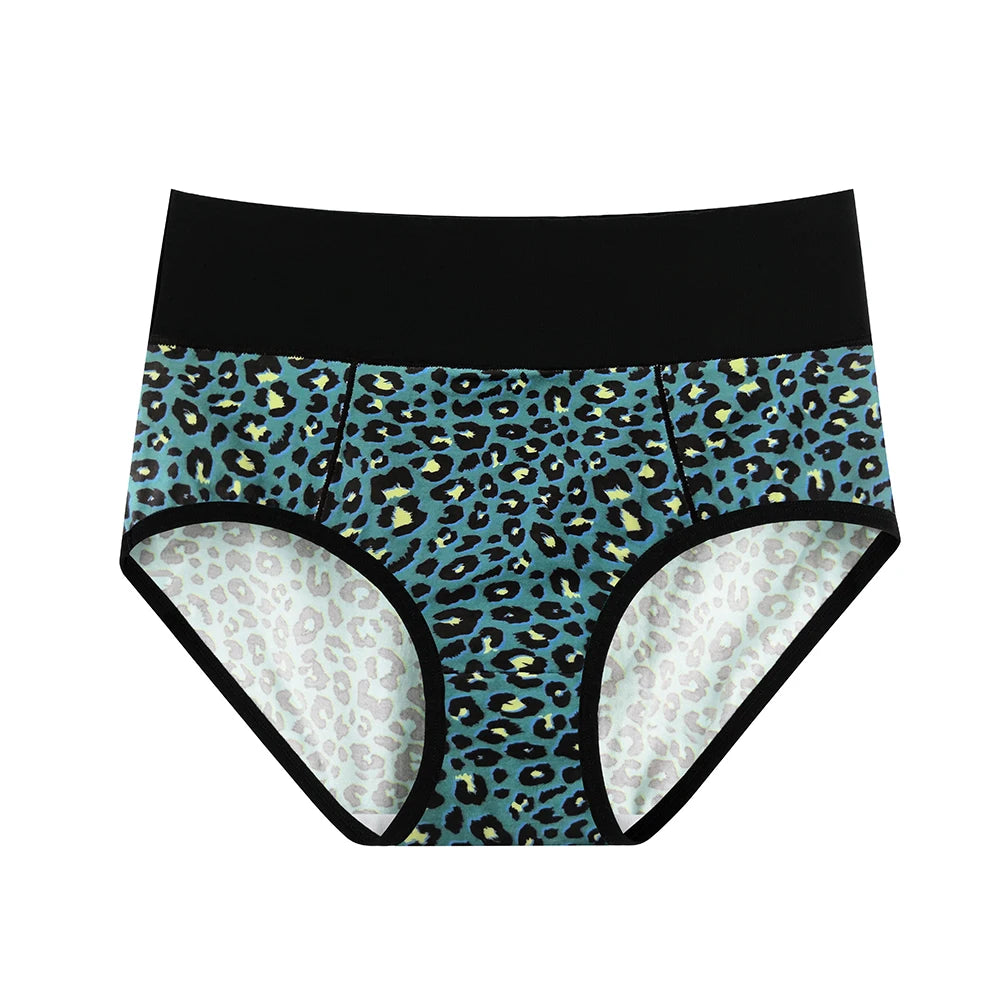 Shanhao 5-Pack Women's Cotton Panties Mid-rise Hipster Leopard Print Full Coverage Underwear Cotton Briefs for Women