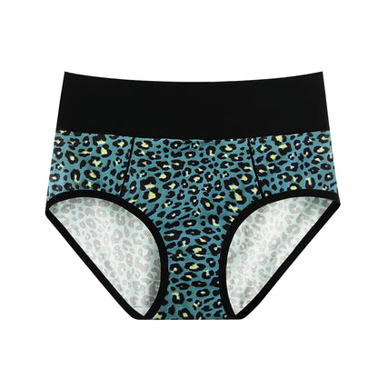 Shanhao 5-Pack Women's Cotton Panties Mid-rise Hipster Leopard Print Full Coverage Underwear Cotton Briefs for Women