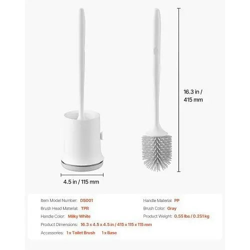 W2B Bathroom Accessories Toilet Brush and Holder Set with Matt Black PP Handle Deep Cleaning Plastic Cup for Hotels