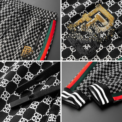 Casual Stretch Cotton Men's Clothing Fleece Printing Pants for Men's Pants