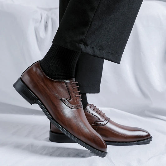 Handmade High Quality Custom Men Original Pu Leather Shoe Groom Wedding Gentleman Men's Casual Dress Oxford Office Shoes