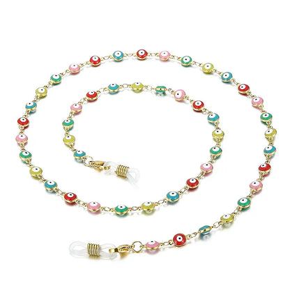 Trendy 18K Gold Plated Enamel Eye Beads Chain Necklace Accessories for Diy