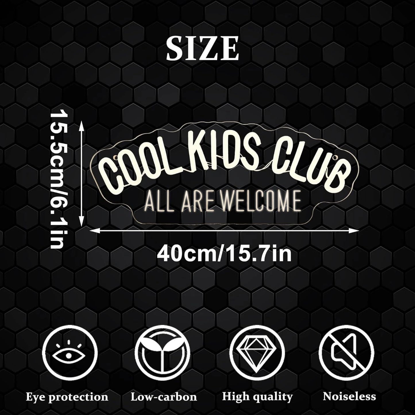 Cool Kids Club LED Neon Light Handmade USB Dimmable Wall Decor for Kids' Playroom Room Party Favor All Welcome Sign