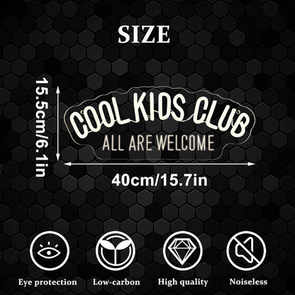 Cool Kids Club LED Neon Light Handmade USB Dimmable Wall Decor for Kids' Playroom Room Party Favor All Welcome Sign