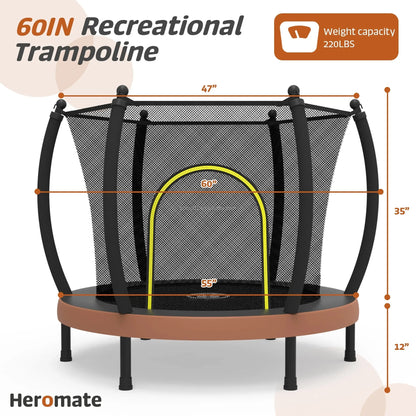 Zoshine 60-Inch Outdoor Kids Sports Trampoline Steel & PP/PVC Construction, Safe Fitness & Play Toy for Children