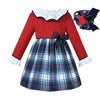 Pettgirl new Winter Kids Red Plaid Christmas Dresses for Girl Birthday and Party Clothes Age 2-12Y 1BAG=1PCS
