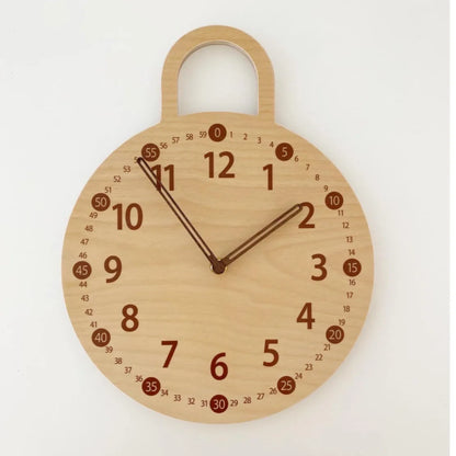Wooden Silent Wall Clock Home Silent Wall Clock Children's Math Toy Silent Silent Eco-friendly Toy
