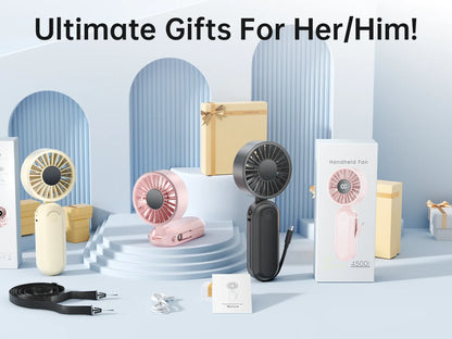 Multifunction Handheld Fan 4500mAh Power Bank Function Foldable Design 5 Speed Wind for Travel Camping and Daily Use