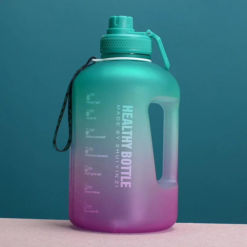 2.2L 64OZ Gallon Frosted Gym Jug Luxury Plastic BPA Free Portable Water Bottle With Motivational Time Marker
