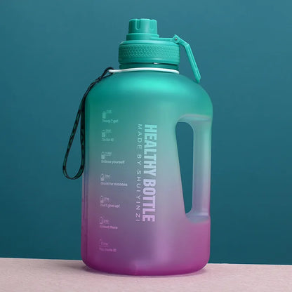 2.2L 64OZ Gallon Frosted Gym Jug Luxury Plastic BPA Free Portable Water Bottle With Motivational Time Marker