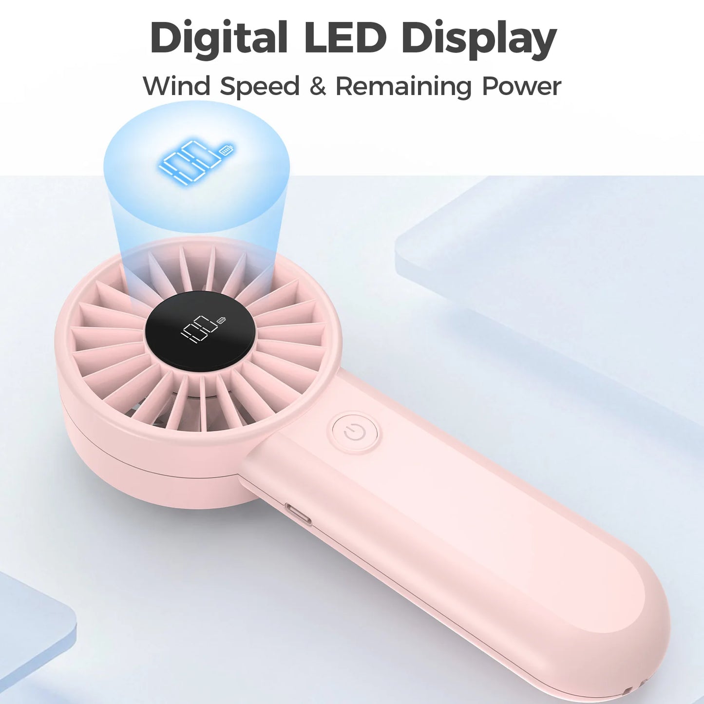 Outdoor Sports Handheld Fan with Power Bank, 3000mAh 5 Speed Strong Wind Cooling Fan for Hiking