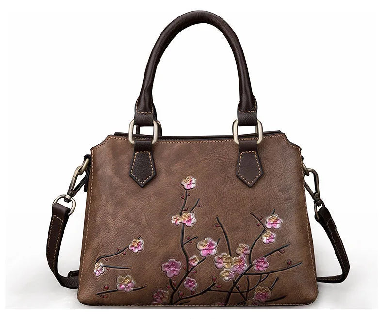 China Factory Wholesale Genuine Leather Handbags for Women Custom Bags Good Quality Embossed Pattern-for Summer Autumn Winter
