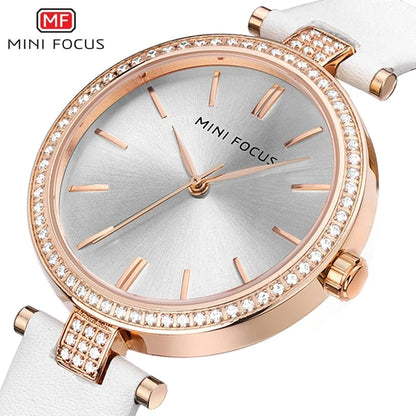 MINI FOCUS MF0039L Quartz Watch Design Luxury Waterproof Factory Alloy Case Stainless Steel / Leather Strap for Women Daily Use