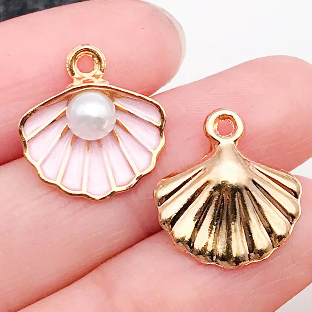 Hot Sale Natural Crafts Alloy Ocean Starfish Conch Seashell Enamel for DIY Nautical Jewelry Making Home Decoration
