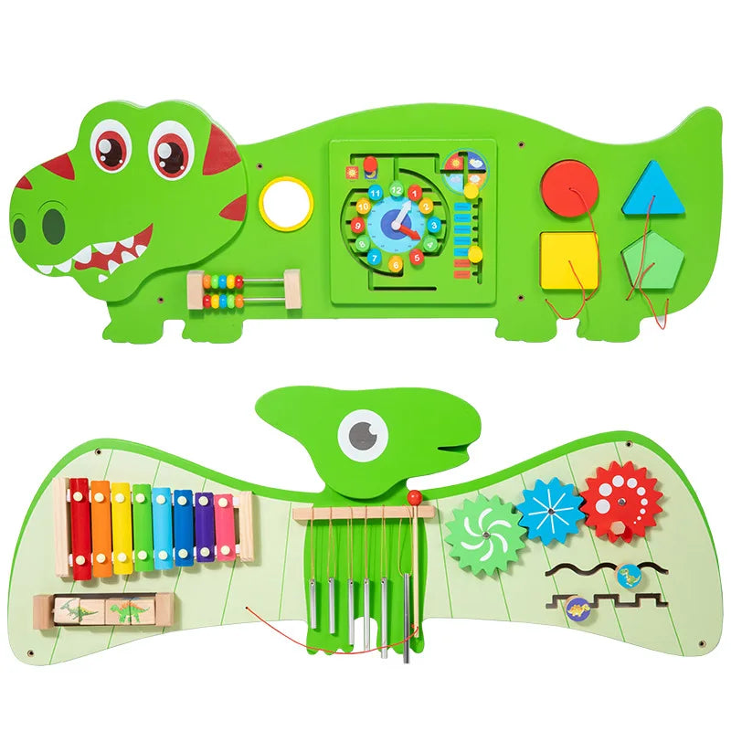Early Education Wood Set for Kindergarten Dinosaur Puzzle Wall Teaching Aids Science Area Music Enlightenment Educational Toys
