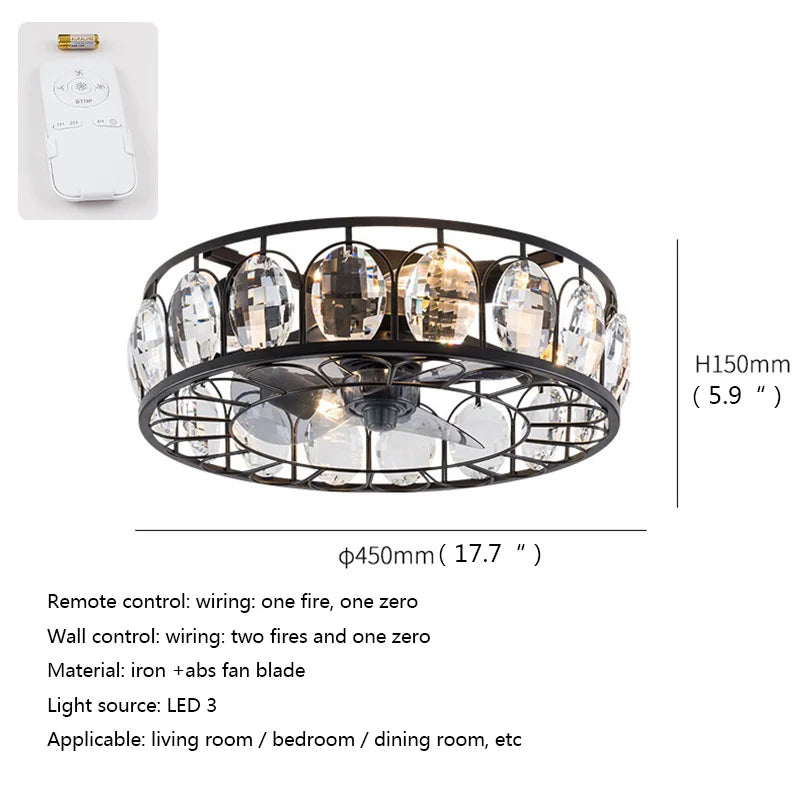 Industrial LED Black Metal Lamp With Remote Control for Home Bedroom Loft Retro Ceiling Fan Light
