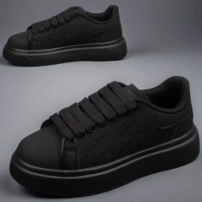 Men's White Sneakers Inside Elevating Couple Board Shoes Leather Casual Trainers