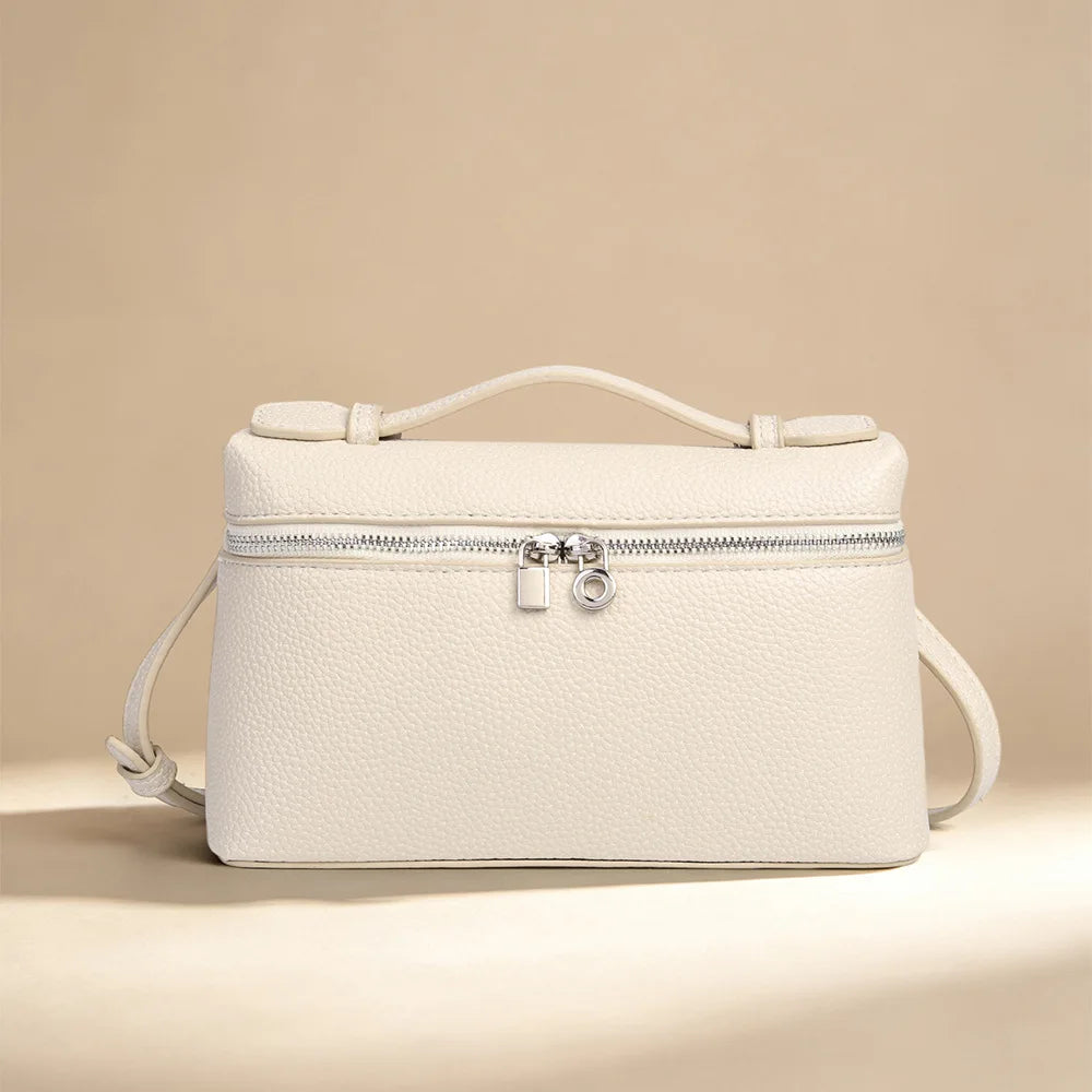 Signature Chic Lunch Bag Versatile Single-Shoulder Pu Cosmetic Bag Women Niche Elegant Crossbody Box Purse Zipper Small