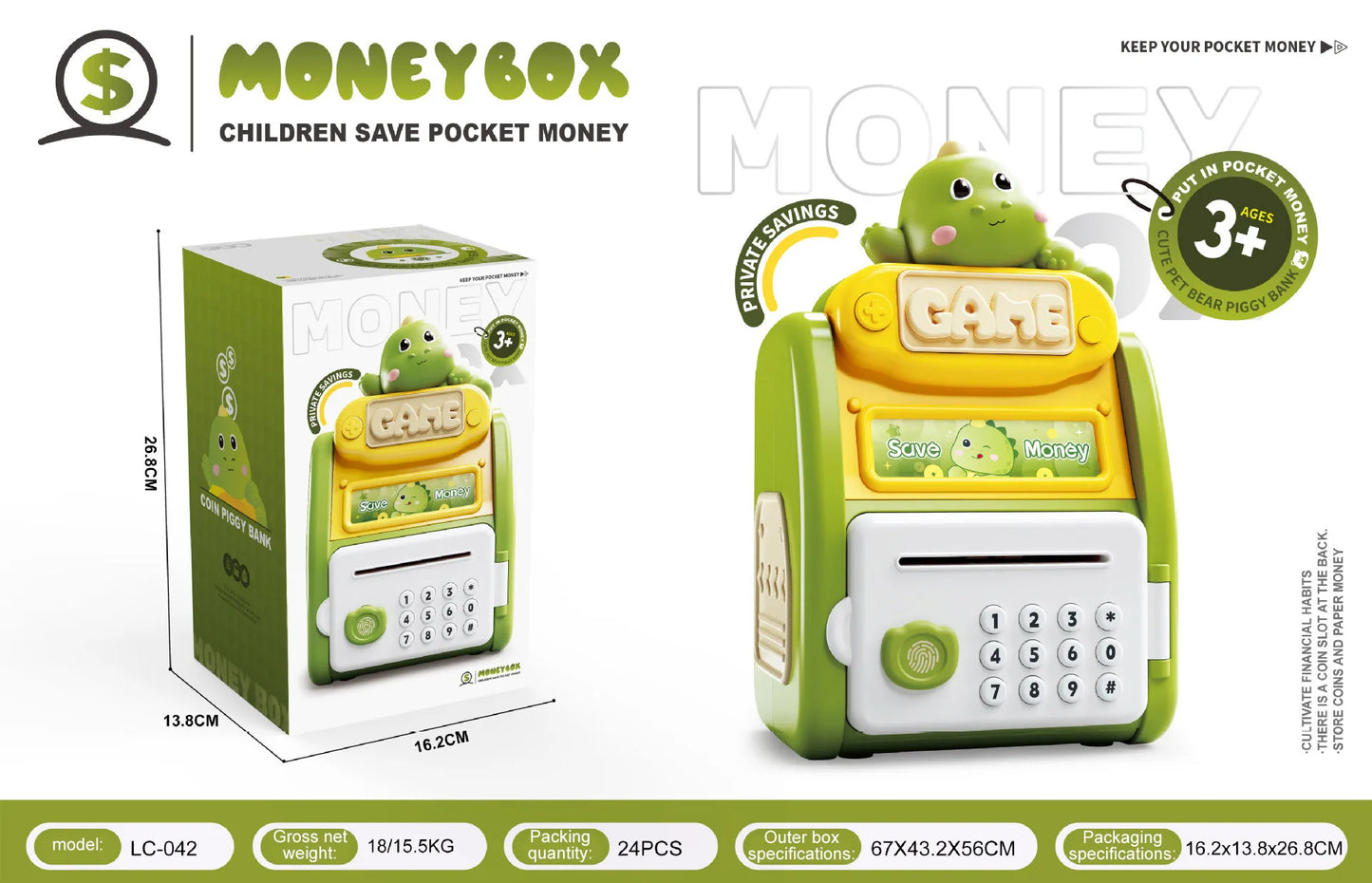 New Unisex Kids Plastic Piggy Bank Pet Fingerprint Password Artificial Intelligent Automatic Roll Coins Access Toys Children