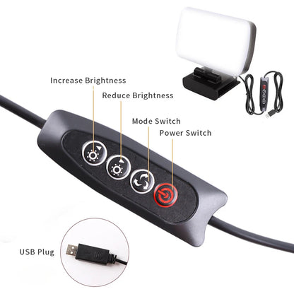 Video Conference Selfie Ring Lamp Light For iPad Laptop PC Webcam Studio LED Dimmable Lighting With Clip For Youtube Live Stream