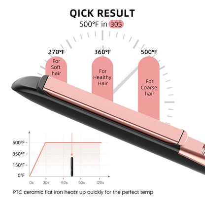 Wholesale 500F Hair Straightener Titanium Flat Irons Electric Ceramic Plate Flat Iron for Household LCD Display Straight Hair