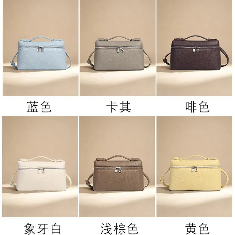 Signature Chic Lunch Bag Versatile Single-Shoulder Pu Cosmetic Bag Women Niche Elegant Crossbody Box Purse Zipper Small
