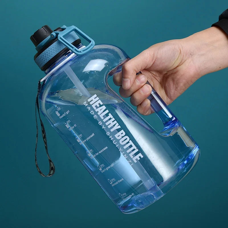 2.2L 64OZ Gallon Frosted Gym Jug Luxury Plastic BPA Free Portable Water Bottle With Motivational Time Marker