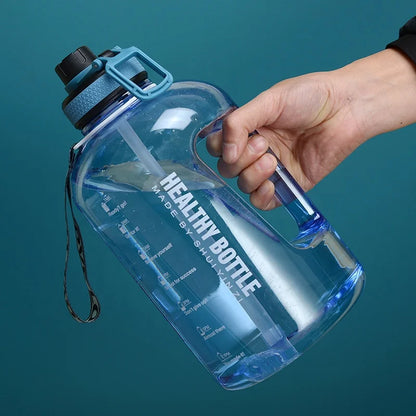 2.2L 64OZ Gallon Frosted Gym Jug Luxury Plastic BPA Free Portable Water Bottle With Motivational Time Marker
