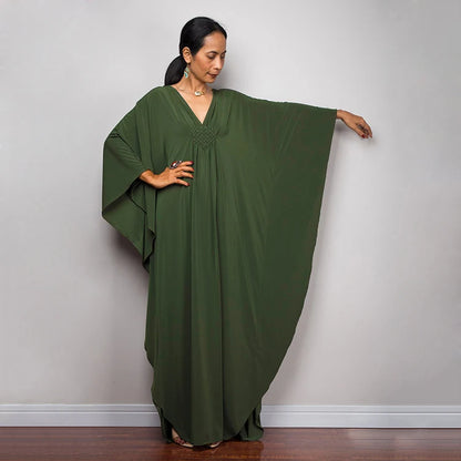 Trendy Design Knot Beach Maxi Dresses Solid V Neck Women Dress Clothing