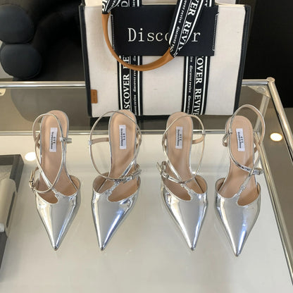 2025 Autumn Factory Stock Hot Selling Women's Single Shoes New Pointed Thin High Heels with Anti-Slip Straps for Summer Outdoors