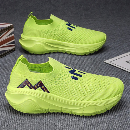 Men's Fashion Sneakers with Knit Upper Color Block Design-Lightweight Anti-Slippery Cushioning Comfort for Casual Athletic Use