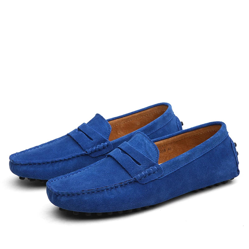 Men Casual Shoes Fashion Pea Shoes Handmade Suede Genuine Leather  Loafers Moccasins Slip on Men's Flats Driving Shoes Big Size