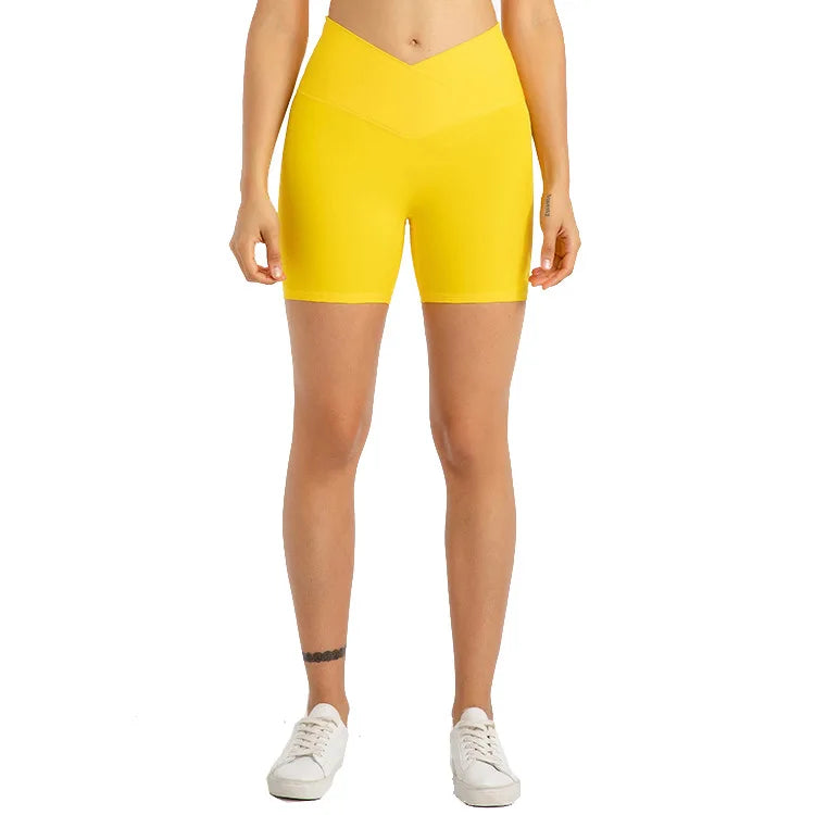 Xsunwing New Gymwear Clothing Fitness Workout Yoga Biker Shorts V Cut Waist Seamless Scrunch Butt Running Shorts Women WLQ2201