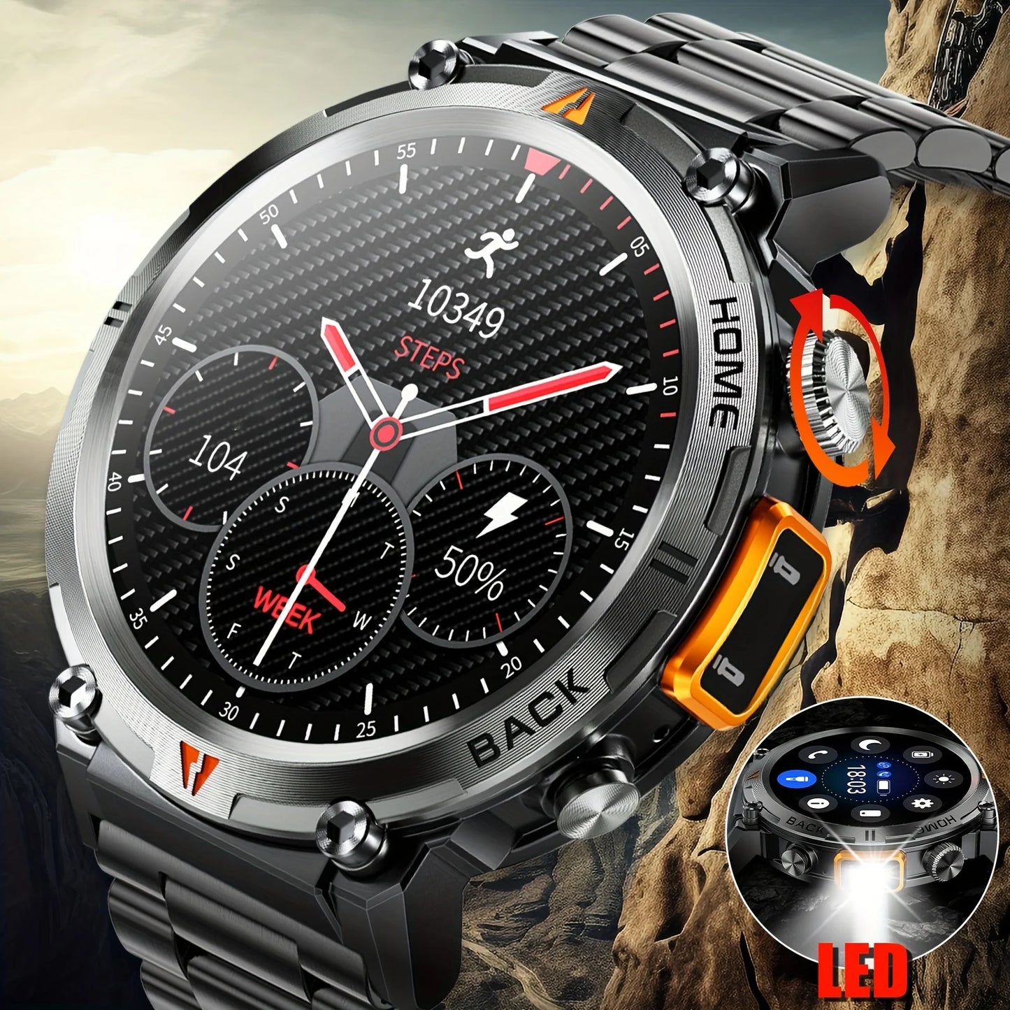 Sports Smart Watch KE3 for Men (Wireless Call Receive/answer), HD Screen Outdoor Rugged Smartwatch, Sports Fitness Tracker Watch