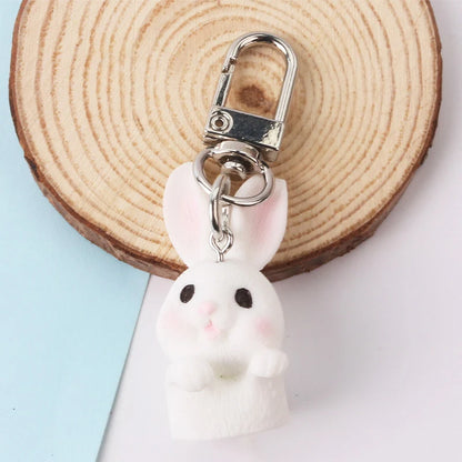 Cute Silicone Key Ring Rabbit Keychain Gift Kawaii Anime Keyring for Backpack Charms Bag Pendant Accessory
