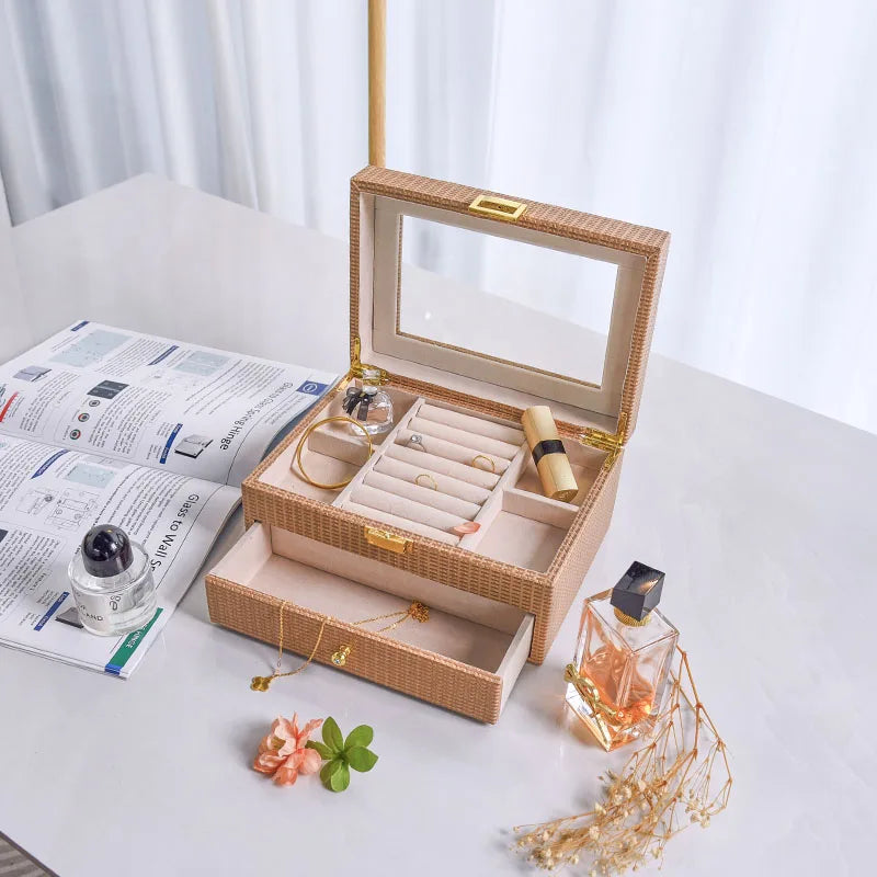 INNOVA Custom Modern Fashion Wooden Leather Necklace Jewelry Boxes for Women