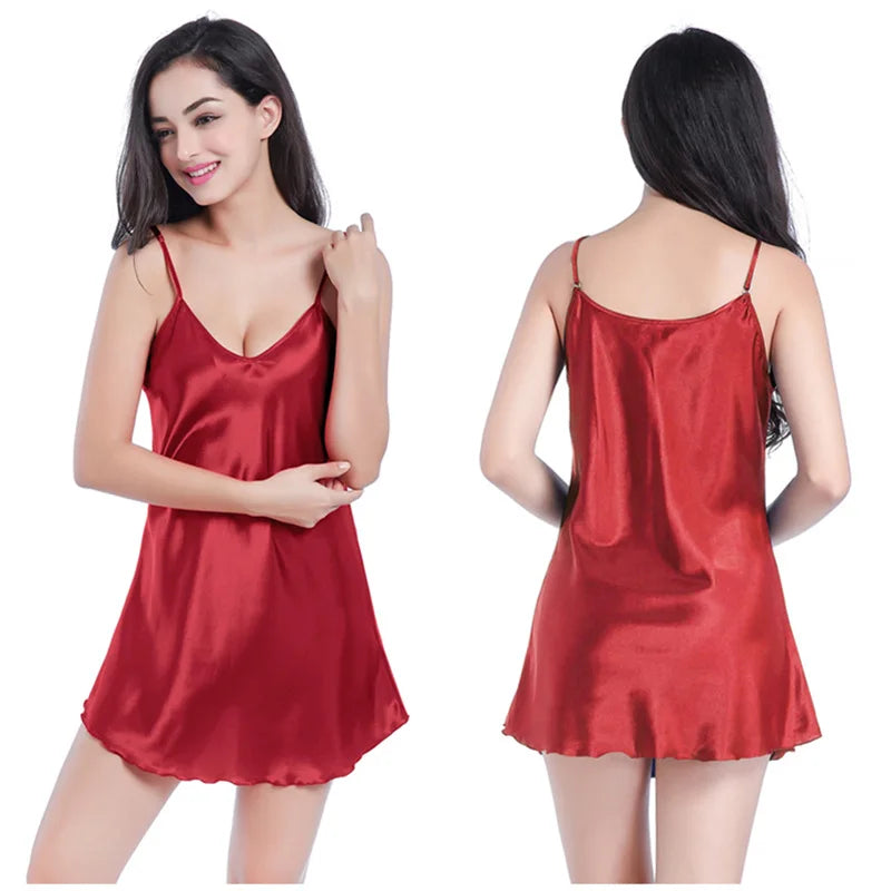 Home Sleeping Dress Women's Over Hip Hanging Strap Colored Loose Large V-Neck Sexy Back Layup Short Skirt