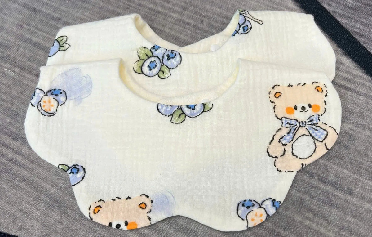 Custom Newborn Baby Bib Flower Shaped Muslin Cotton Double Layer Ultra Soft Absorbent Foldable Snap Button 0-12 Months